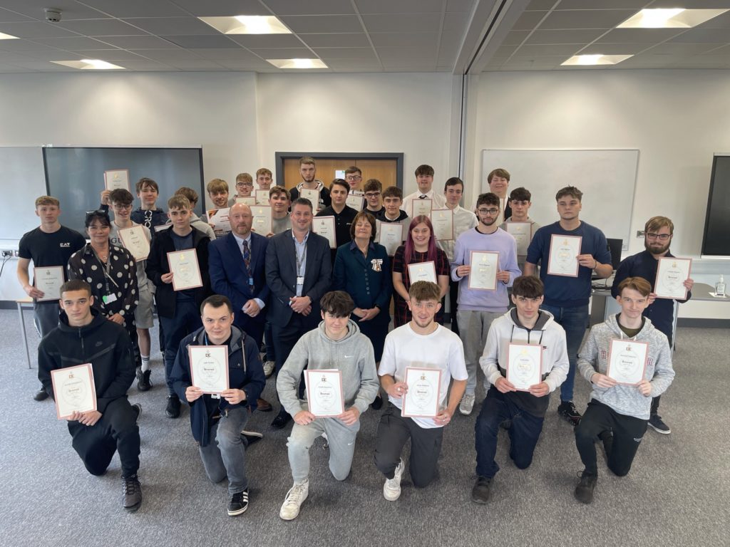 Engineering students at East Coast College with their Duke of Edinburgh bronze awards. Photo East Coast College