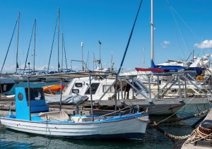 Moored boats at a local port. 