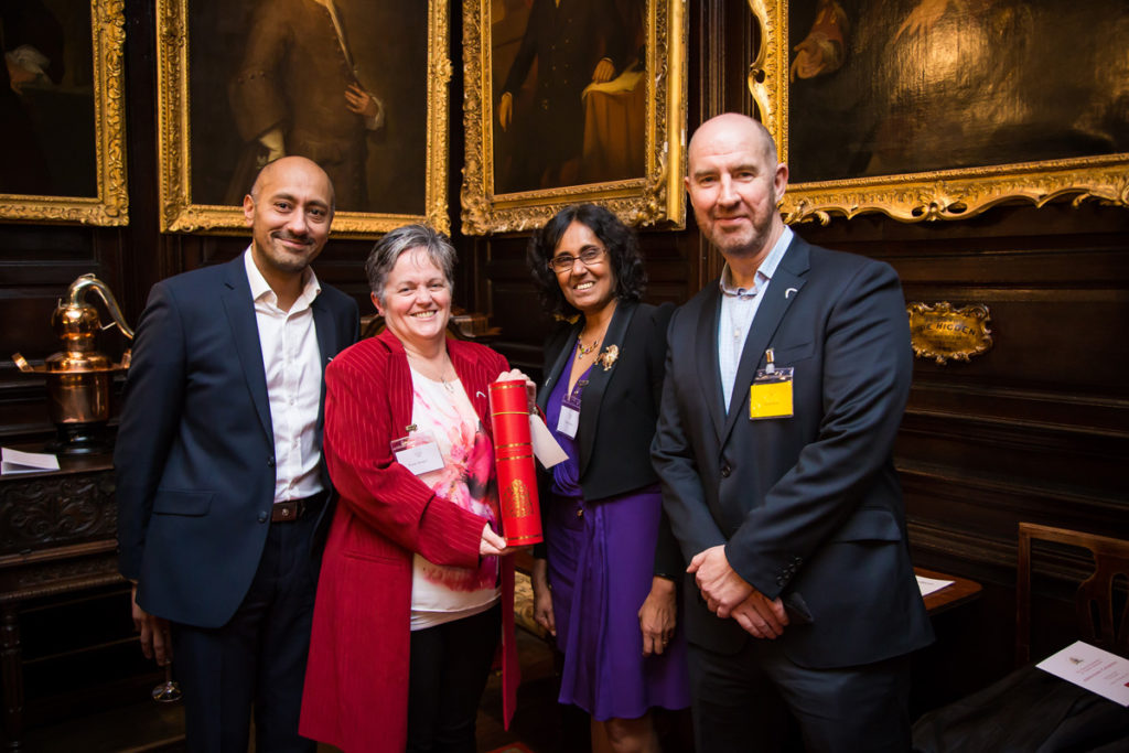 Paul Padda, Wendy Stanger, Urmila Rasan and David Blake at the Chartered Institution for Further Education ceremony in London. Photo Chartered Institution for Further Education