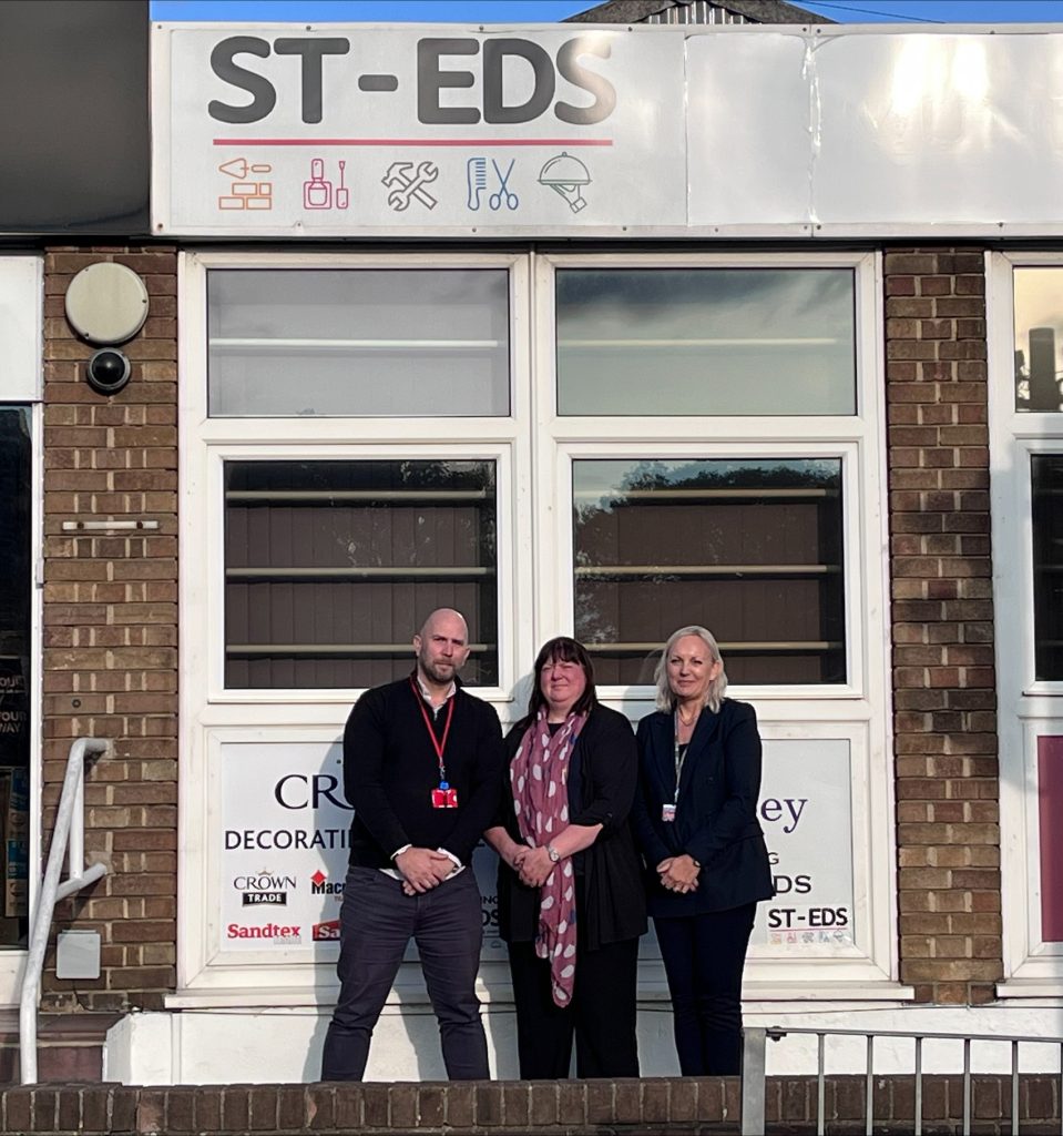 Joe Crossley, Interim CEO of St Eds, with Rachel Bunn and Julia Bates from East Coast College. Photo East Coast College